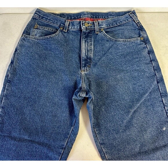 Vintage L.L. Bean Jeans Men's 36 X 30 Blue Denim Red‎ Flannel Tartan Plaid Lined - Picture 2 of 8